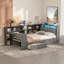 Lit de jour en bois avec tablettes de rangement, 2 tiroirs, station de charge, DEL, bureau et tête de lit tapissier-4608308-4608314