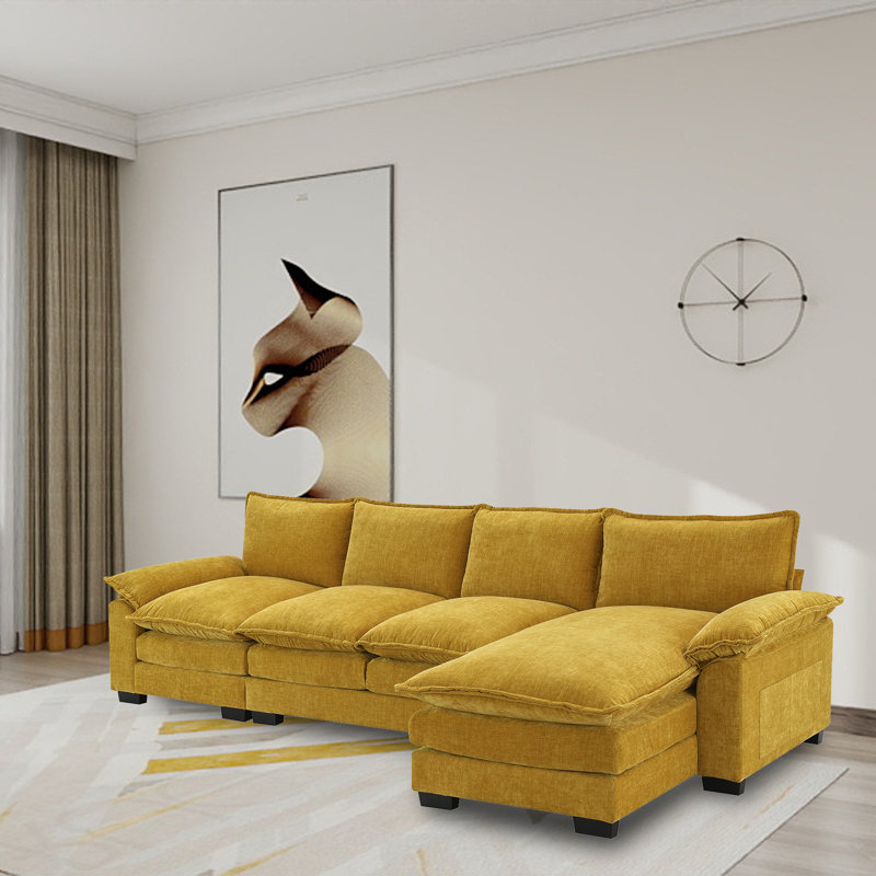  Canapé modulaire en chenille 3 pièces, Chenille gingembre