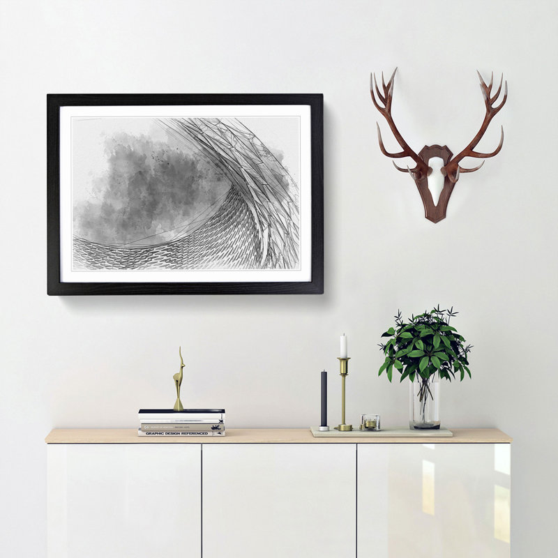 Architecture Sketch Vol.25 in Abstract - Picture Frame Drawing Print, Black Framed, 62cm H x 87cm W x 2cm D