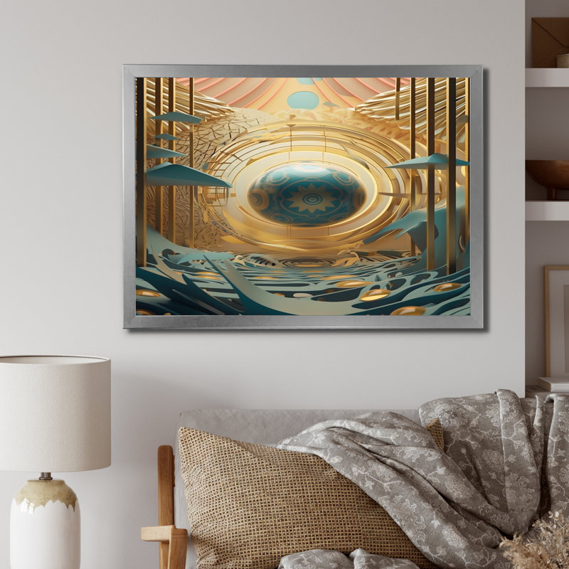 " Infinite Possibilities Retro Futuristic ", Gray Single Picture Framed, 32" H x 24"W x 1" D