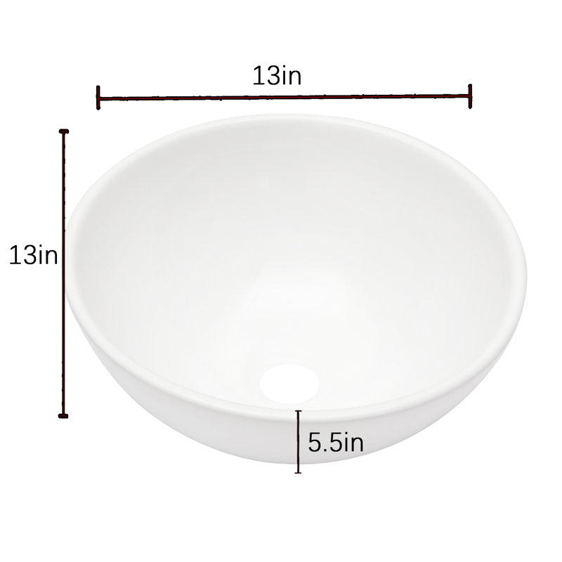 GAWEZA 13'' Ceramic Circular Bathroom Sink