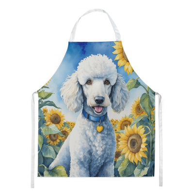 Tablier caniche blanc avec tournesols