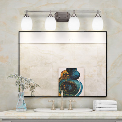 Brina 4 Light Bath Bar Shown With 5" White Matrix Glass