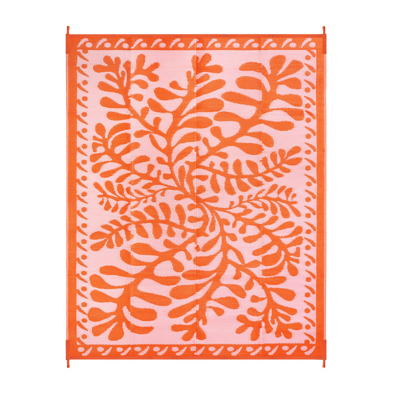 Reversible Waterproof Plastic Straw Outdoor Area Rug for Patio, Camping, Beach,RV & Pool Deck, Rectangle 8' x 10', Orange
