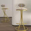 Tabourets de bar ronds modernes avec structure dorée, conception ergonomique et velours facile à nettoyer pour les îlots de cuisine-1020263194