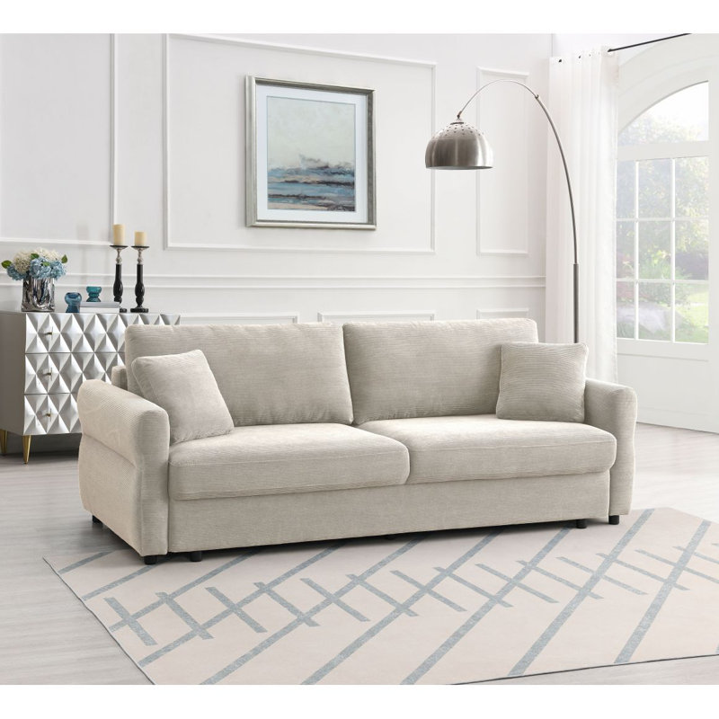 Haran Fabric Pull-Out Sleeper With Storage, Beige
