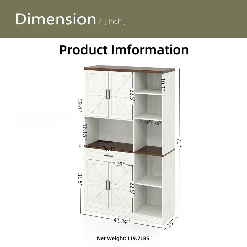 Buffet 71 "avec garde-manger et armoire de cuisine 71 po