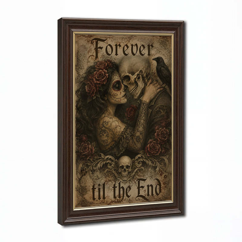 «Sugar Skull Woman and Skeleton with Roses in Halloween», art mural sur toile, H 18 po x l 12 po