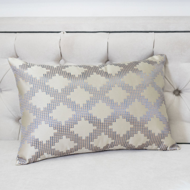Geometric Satin Throw Pillow, Cream/Brown