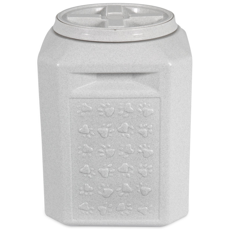Gray Airtight Plastic Pet Food Storage Container with Twist Lid, 35 lb