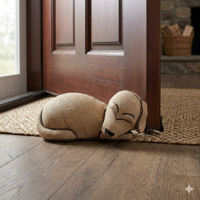 Handmade Burlap Dog Door Stop