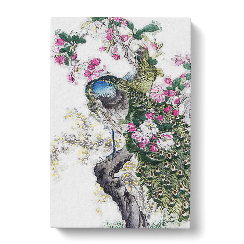 Two Peacocks by Kono Bairei - Wrapped Canvas Painting Print, 50cm H x 35cm W x 3cm D