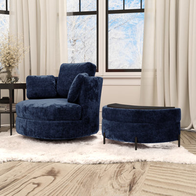 Swivel Accent Chair With Storage Ottoman