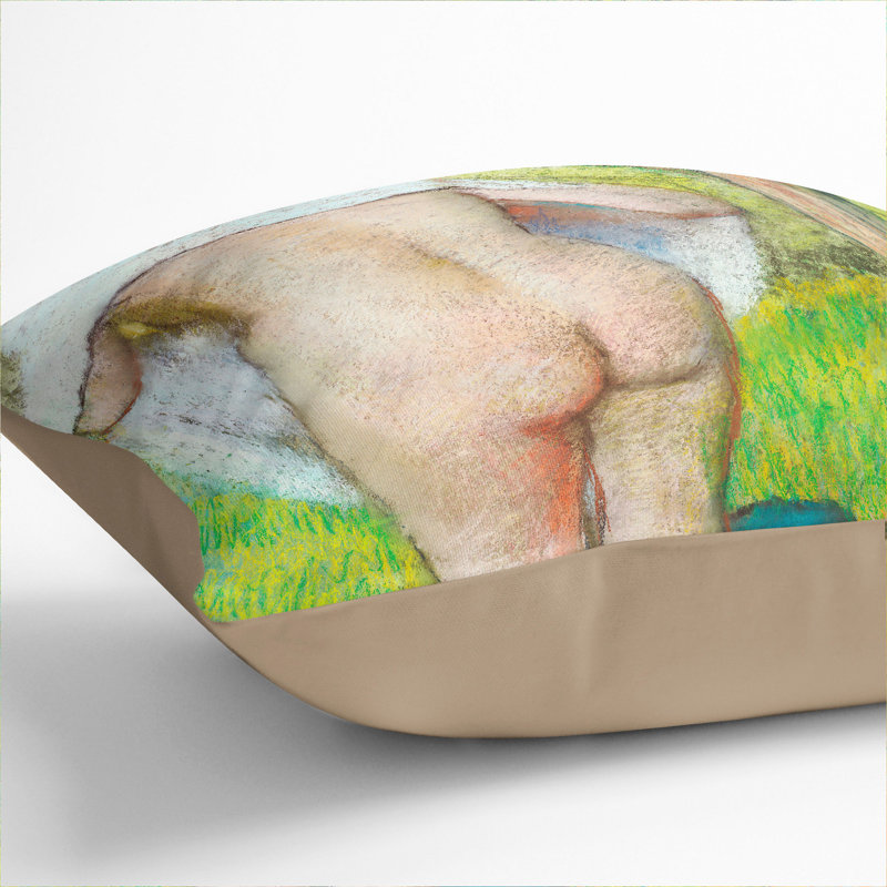 Girl Drying Herself Square Throw Cushion, Stone, 55cm H x 55cm W x 20cm D
