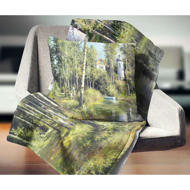 Paysage, oreiller River, 18 po x 18 po, Carré