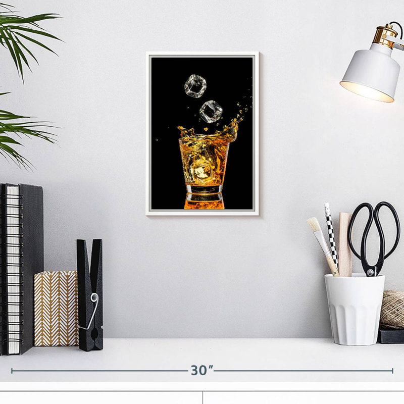 Whisky et glaçons, 9" x 13", Floating Frame White