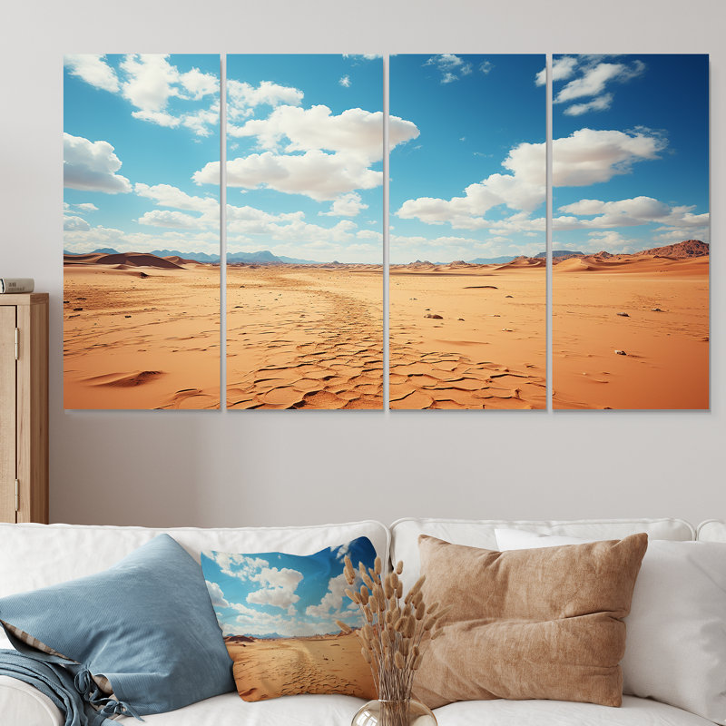 «Arid Horizon On Sahara Desert - Desert», art mural 4 pièces, H 28 po x l 48 po