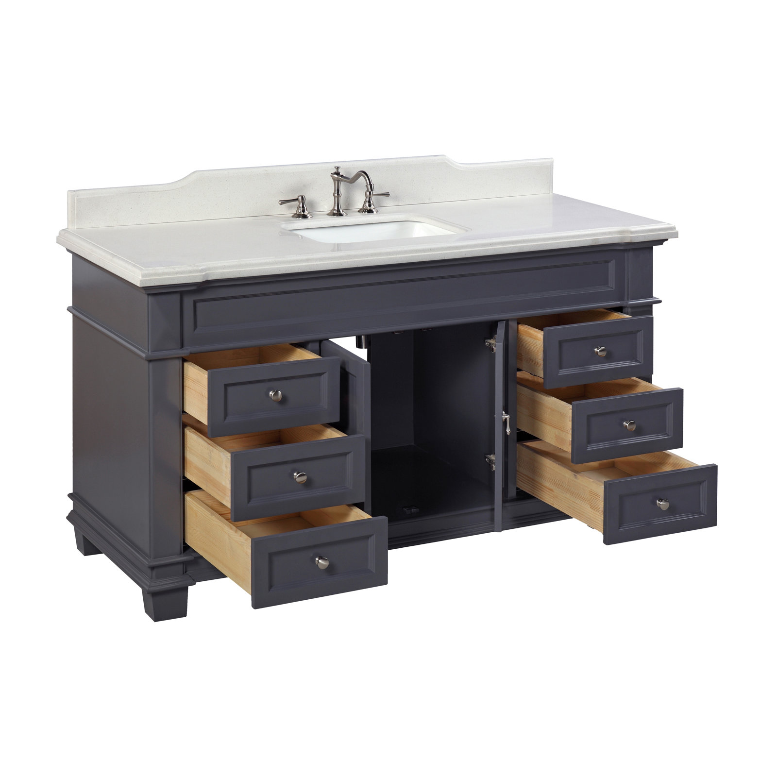 Ensa 60'' Single Bathroom Vanity, Quartz, Marine Gray
