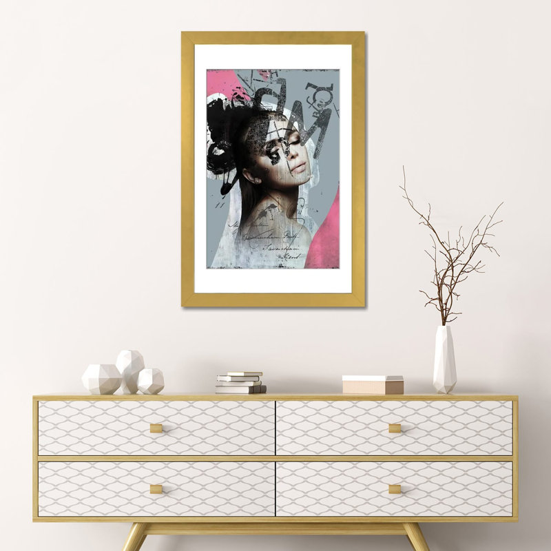 Miss You, impression d'art mural encadrée, 24" x 16", Framed Paper, Gold