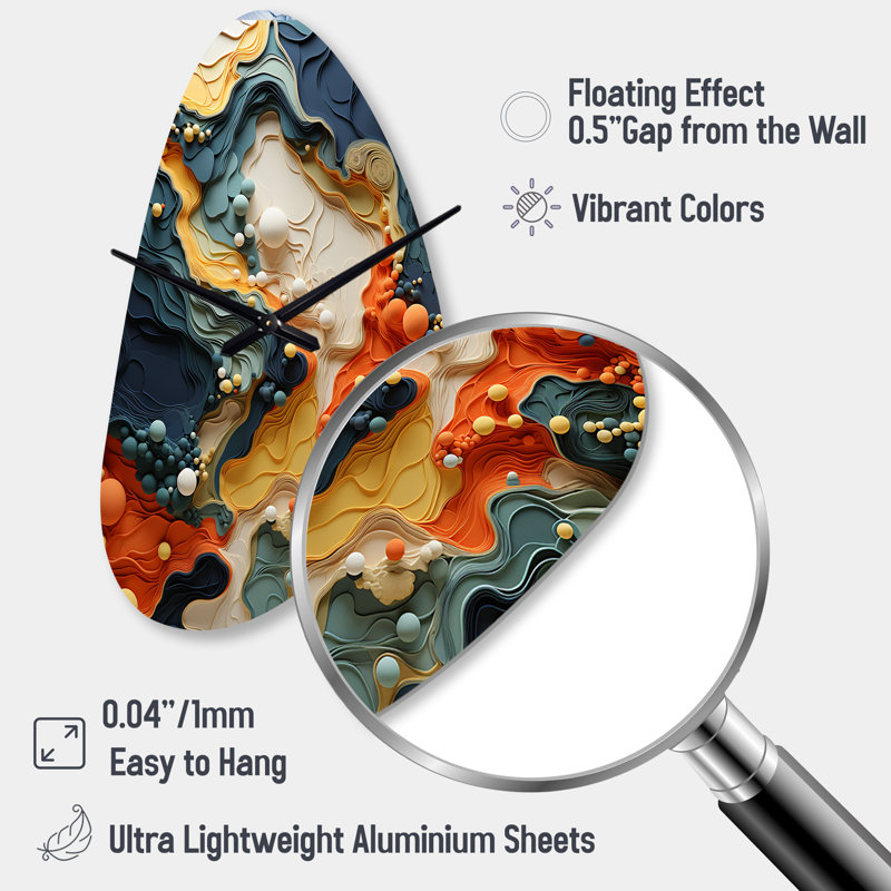 Bio Morphism Organic Forms II - Fall Shape Large Bio Morphism 3D Wall Clock, Medium