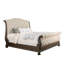 Lit de style très rustique en tissu beige rustique de style oriental, conception contemporaine, structure en bois massif-130082246