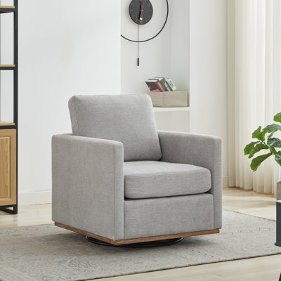 Fauteuil d'appoint carré pivotant à 360 ° et canapé simple confortable avec une base en bois patinée, fauteuil de lecture Club Lounge