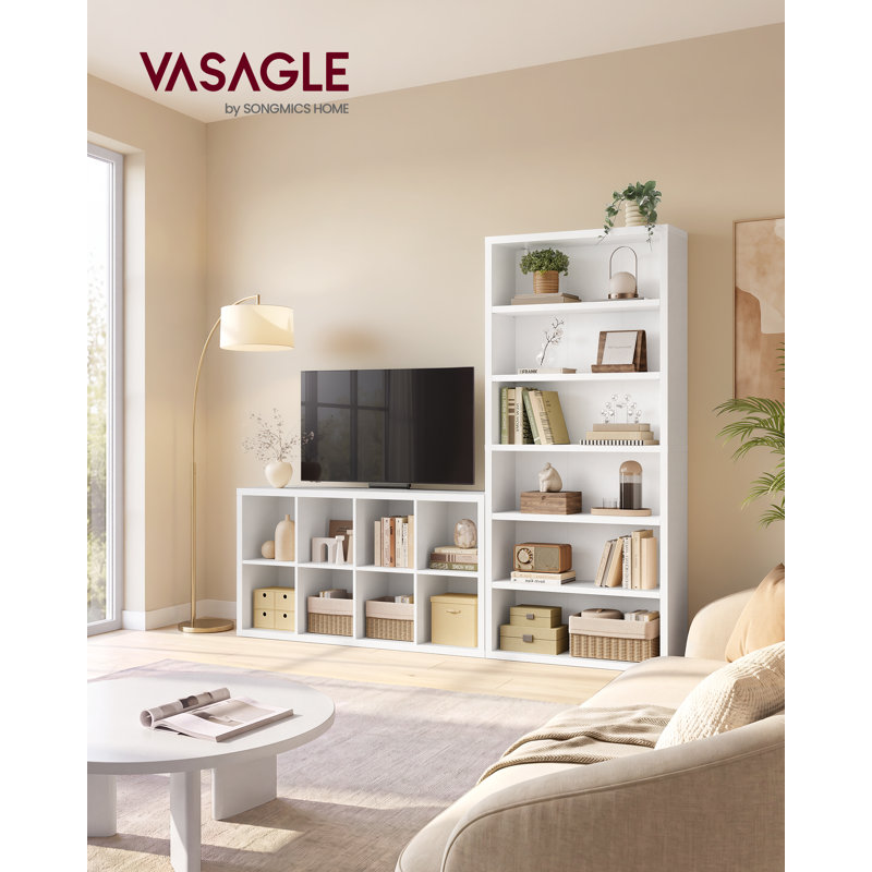 6 Tier White Open Bookshelf Freestanding Tall Bookcase Storage Display Shelf for Home Office Bedroom