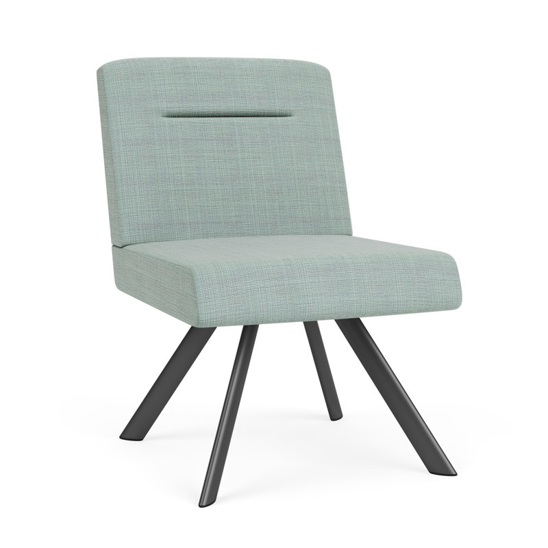 Fauteuil d'invité Willow, Gris anthracite, Chambray écume de mer