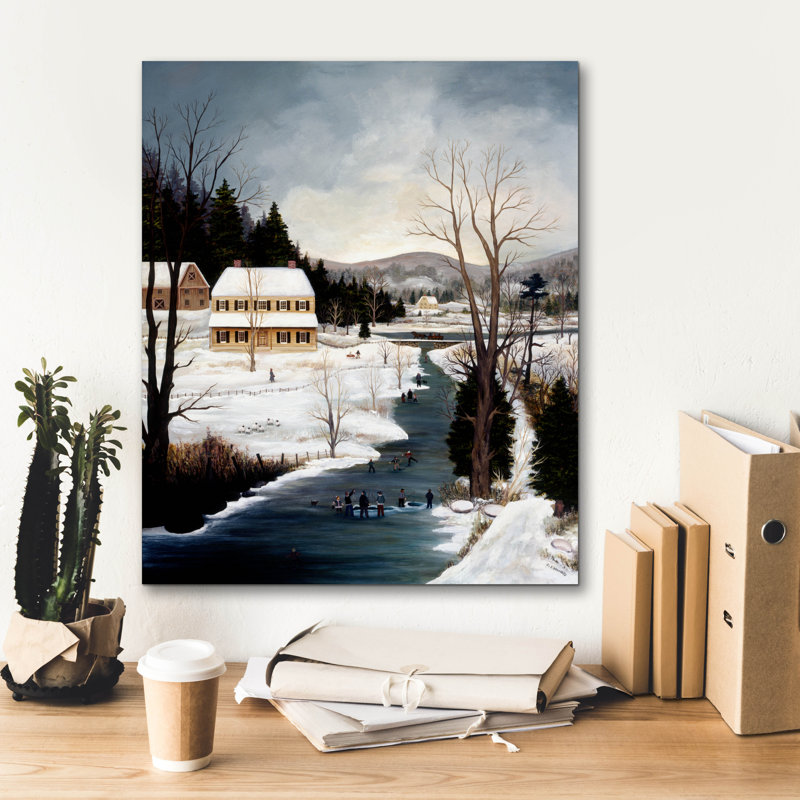  «Ice Fishing» par JL Munro, art mural sur toile, 20 po x 24 po, H 24 po x l 20 po
