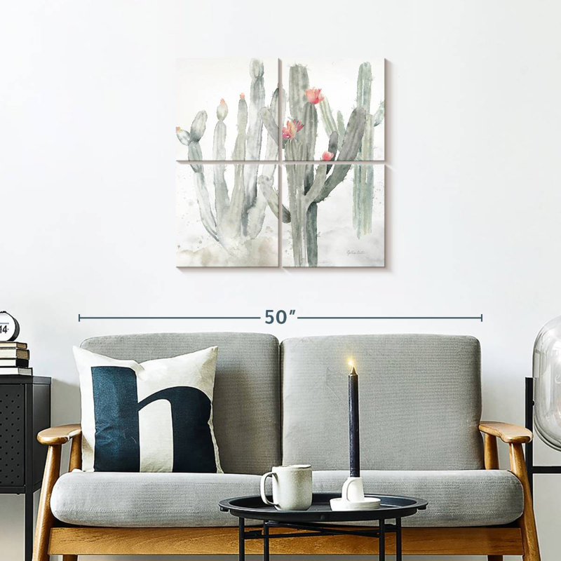 Harnek cactus jardin gris rosé II, H 26 po x l 26 po