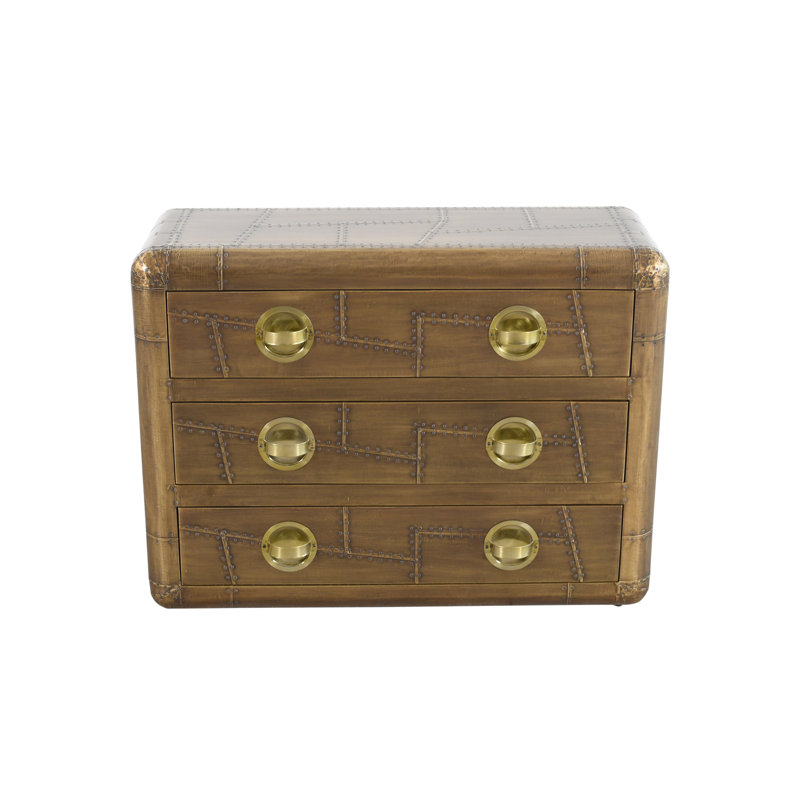 Commode 3 tiroirs Krusoe au fini laiton