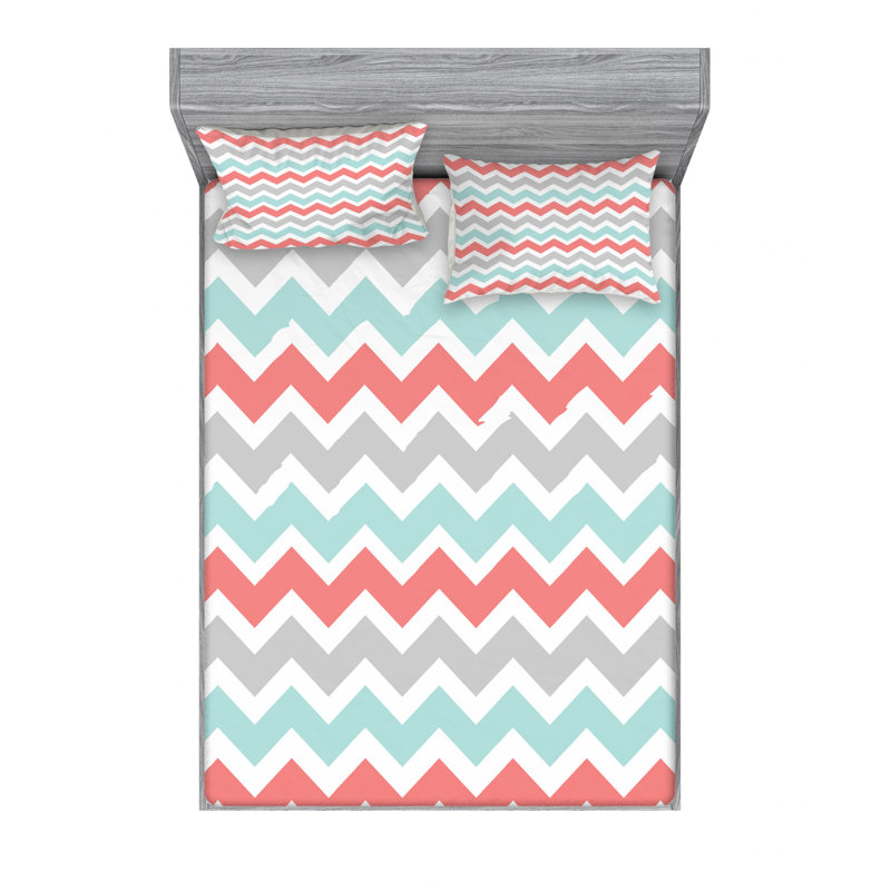 Microfiber Chevron Sheet Set, Full Sheet Set with Fitted Sheet