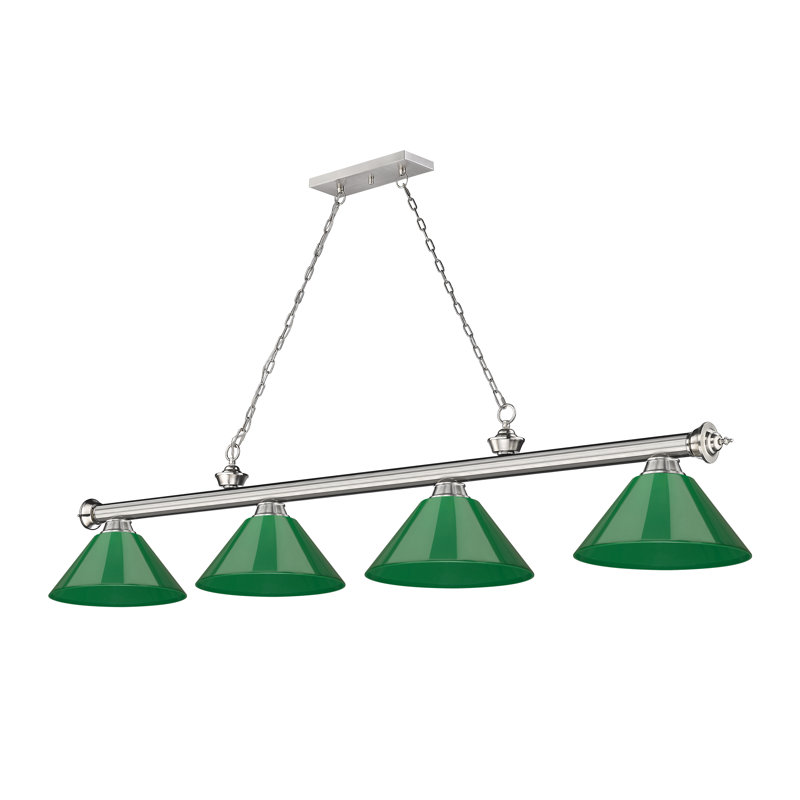 Billard 4 lumières Annaleisa, Vert, Nickel brossé