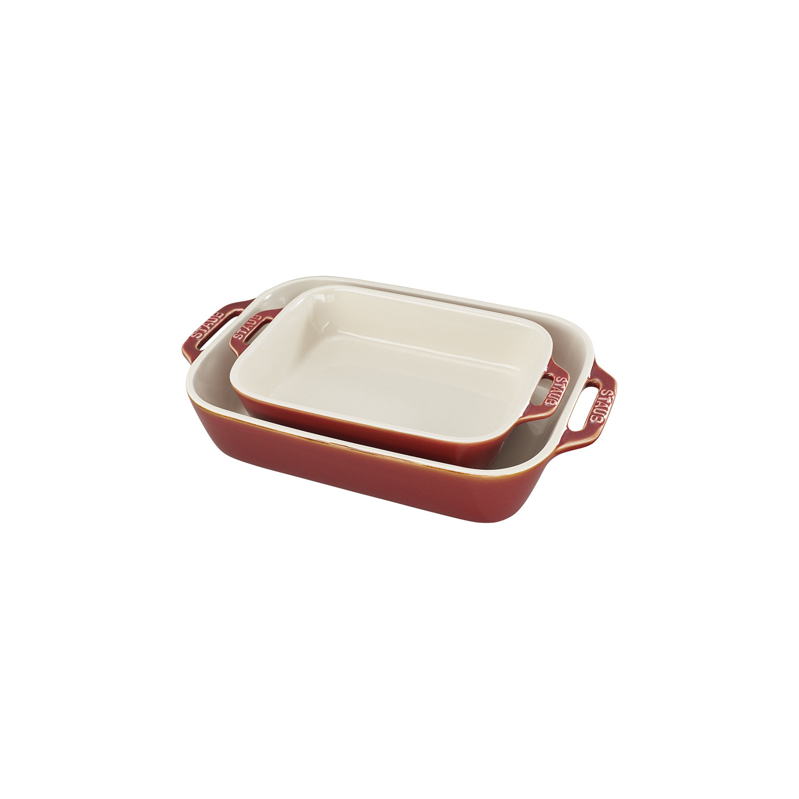 Ceramique Rectangular Baking Dish Set 2 Piece, Rustic Red