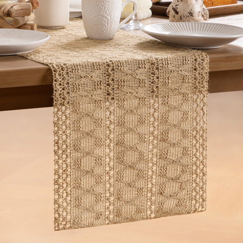 Chemin de table de Noël de Noël Chemin de table en toile de jute 90 pouces Boho