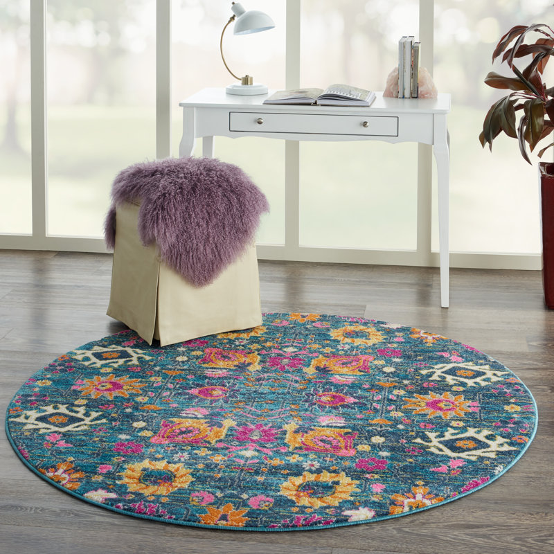 Tapis bleu denim Justien, Rond 5 pi