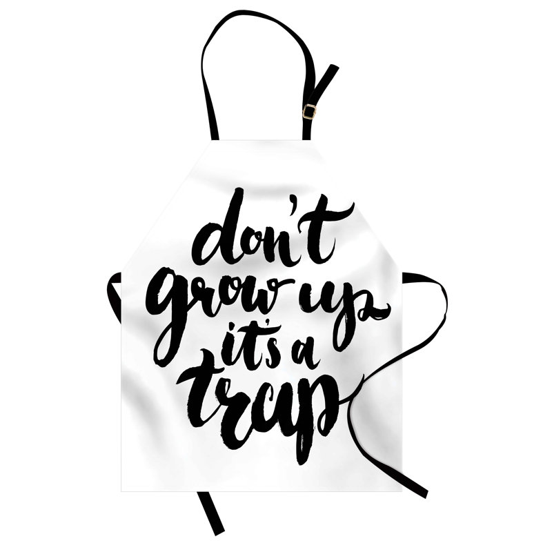 East Urban Home Saying Apron Unisex, Life Letters, Adult Size, Black and White