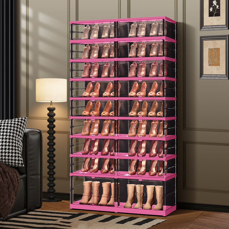 Armoire de rangement à chaussures empilable en plastique à 9 étages 18-36 paires pour l'entrée facile à assembler