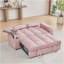 Canapé-lit en chenille rose avec accoudoirs avec rangement, port USB et table d'appoint