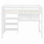 Lit mezzanine en bois avec tablettes, bureau et tableau d'écriture-856183220