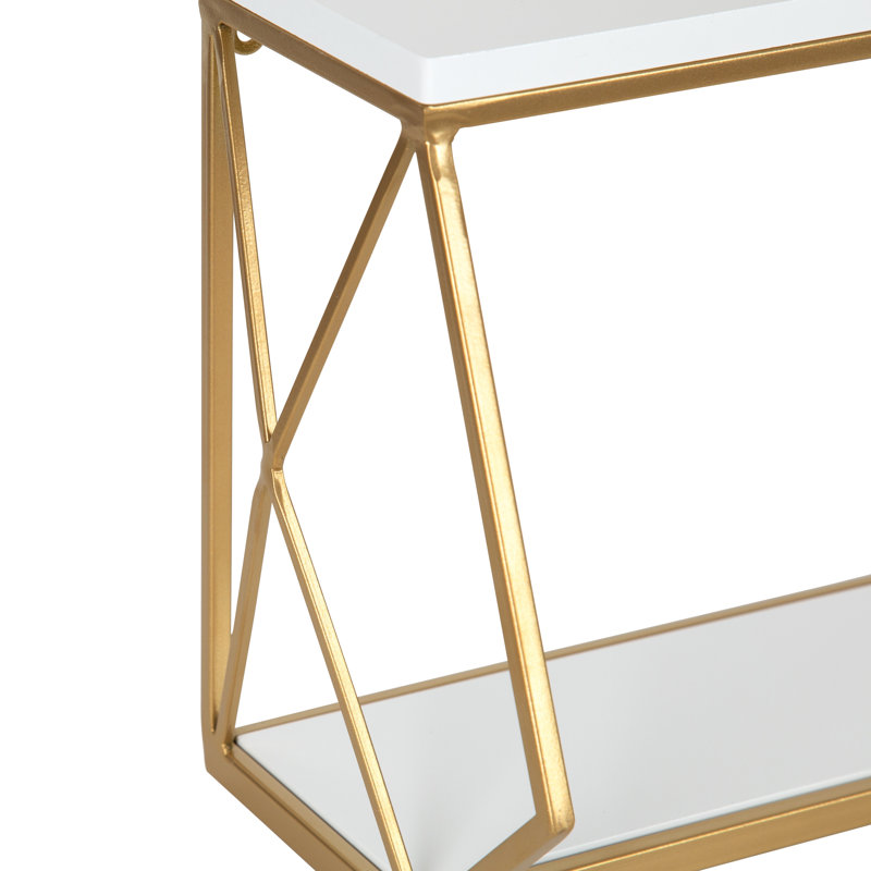 Tablette décorative en bois 2 pièces Creasman, Blanc / or