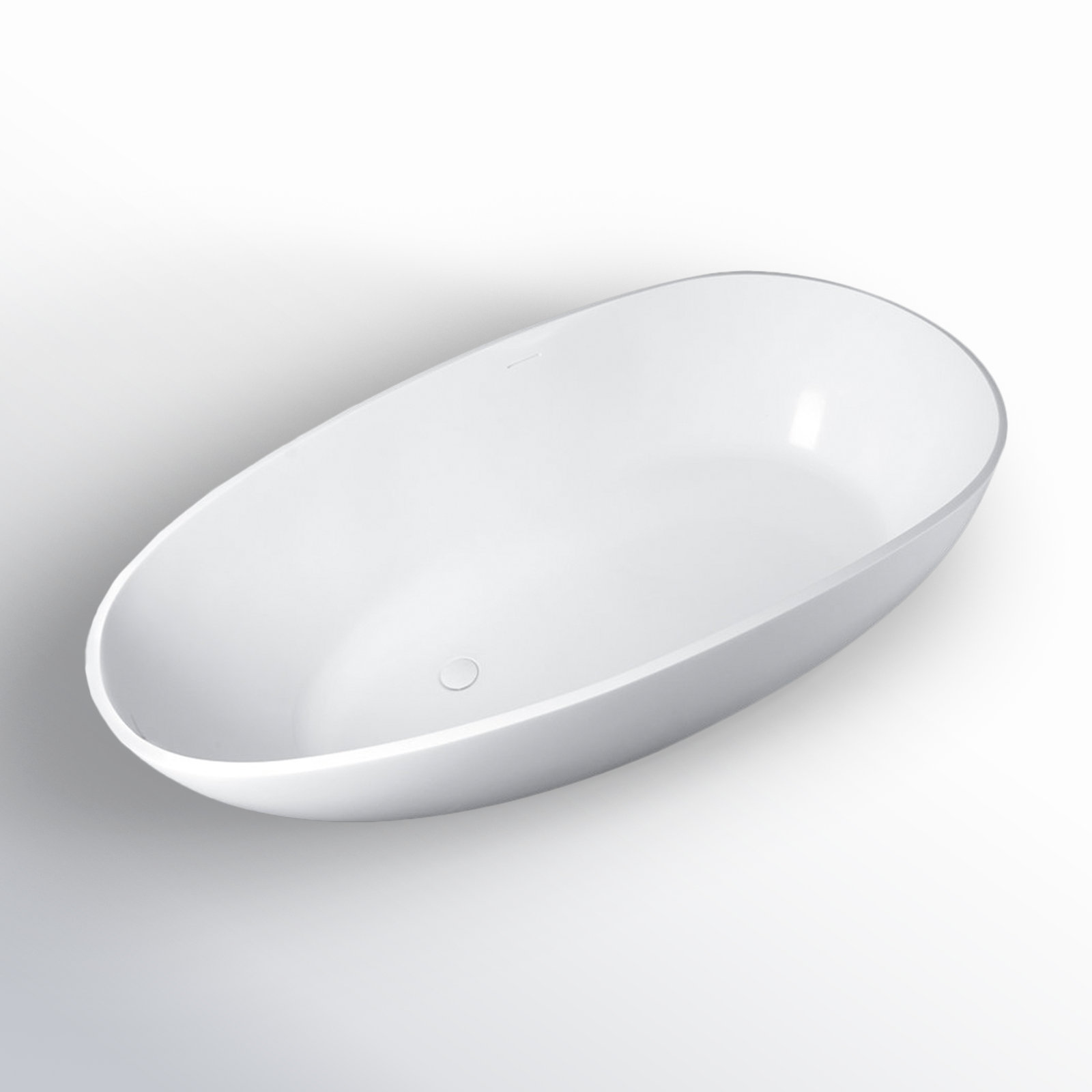 Euthalia 59'' x 30'' Freestanding Soaking Solid Surface Bathtub, Glossy