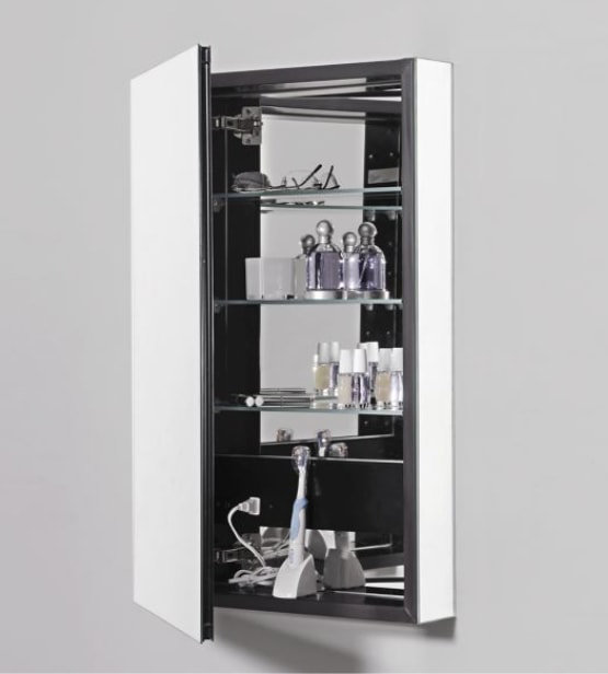 PL Series Recessed or Surface Mount Frameless Medicine Cabinet with 4 Adjustable Shelves