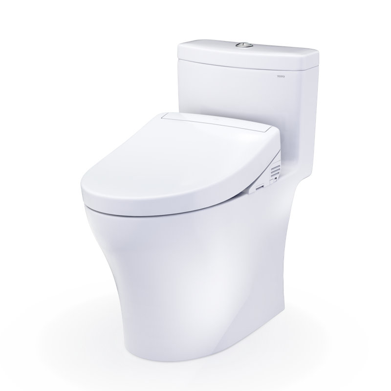 TOTO® WASHLET®+ Aquia® IV One-Piece Elongated Dual Flush 1.28 and 0.9 GPF Toilet and WASHLET S5 Bidet Seat, Cotton White- MW6463446CEMFGN#01