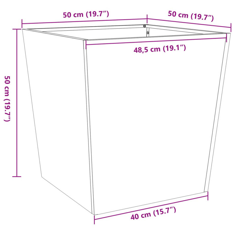 Raice Planter Box, Anthracite , 50cm H x 50cm W x 50cm D