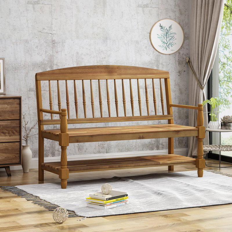 Banc de rangement en bois massif, Teck