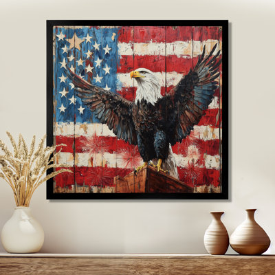 Patriotisme, aigle et drapeau des États-Unis, paysage III - aigle, art mural sur toile