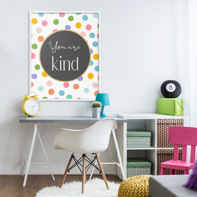 You Are Kind Polka Dots Framed Giclee, design by Christine Simpson Art
