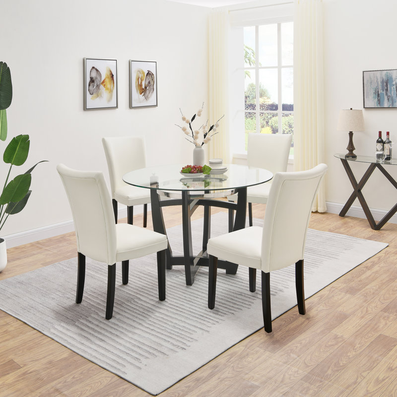 Gursharon Pedestal Dining Set, 30.94" H x 48" L x 48" W, White