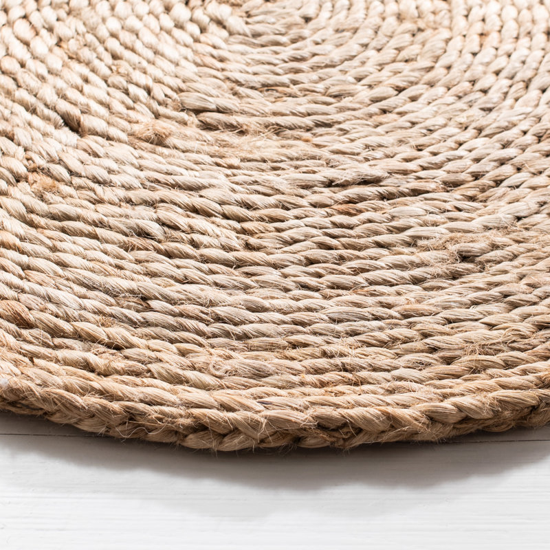 Tapis en jute tissé à la main en fibre naturelle, Rond 3 pi